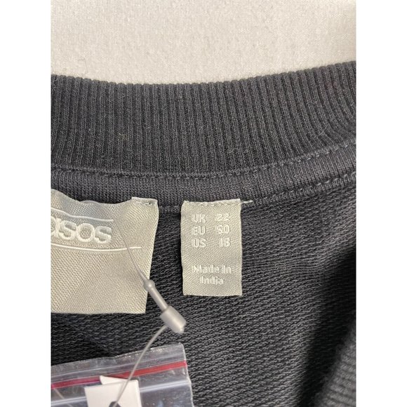 ASOS DESIGN Curve NWT Boyfriend Black LONG Pullover cardigan embroidered size 18 - Picture 7 of 11